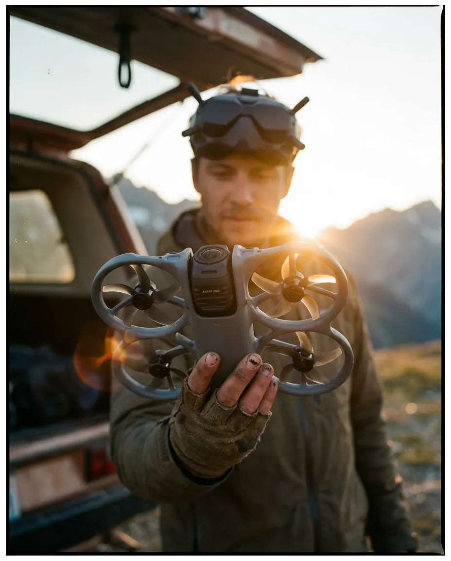 Drone launch at sunrise, a self-initiated image study made with Krea