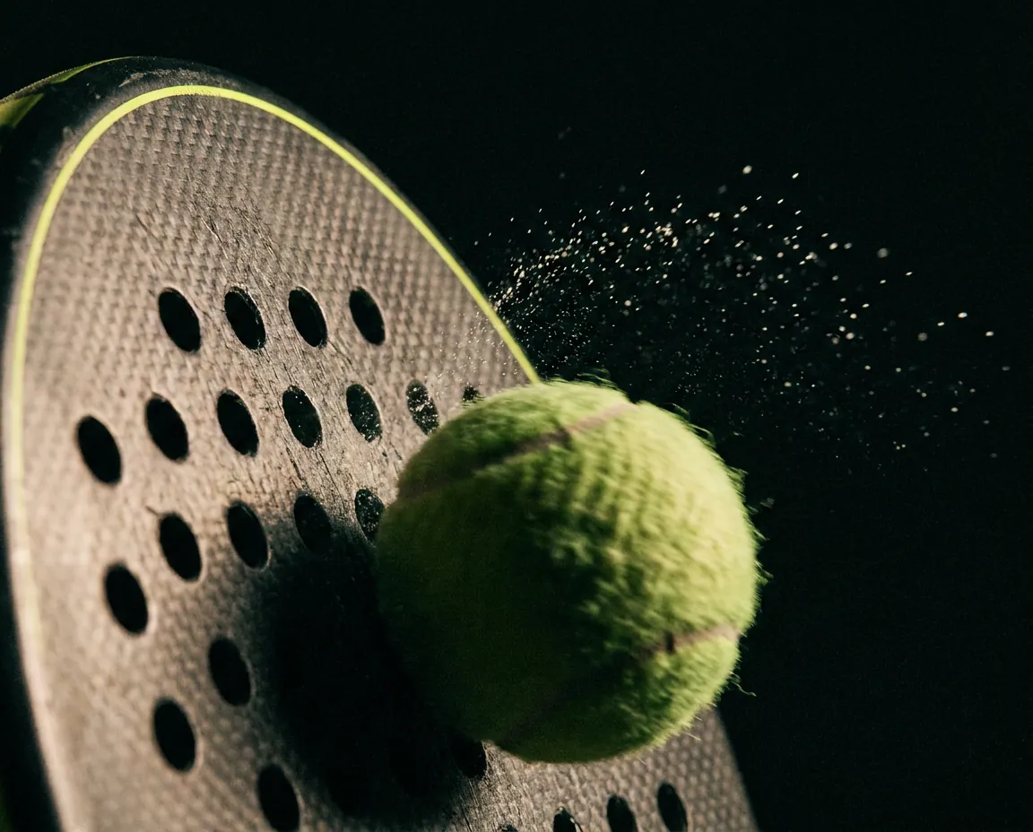 Padel ball at impact, a self-initiated image study made with Krea