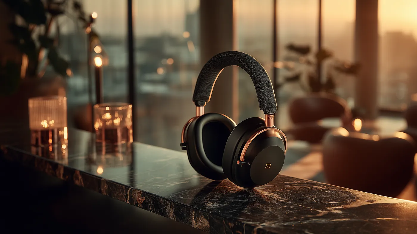 Headphones at golden hour, a self-initiated image study made with Krea